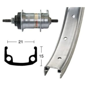 Rueda trasera 26x1.90 Winora contrapedal 36 agujeros Shimano 120 mm 3V.plata (559-21)