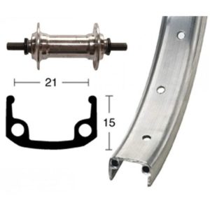 Rueda delantera 26x1.90 Winora 36 agujeros eje macizo con tuerca 100 mm plata mate (559-21)