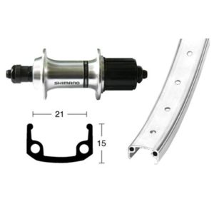 Rueda trasera 26x1.90 Winora 36 agujeros Shimano TX 800 QR 135 mm 8/10V.plata mate (559-21)