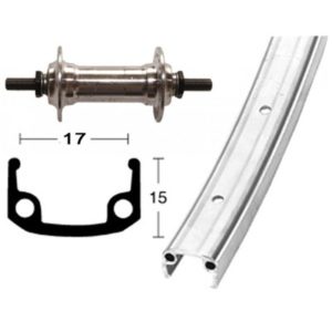 Rueda delantera 27x1 1/4 Winora 36 agujeros eje macizo con tuerca 100 mm plata mate (630-16)