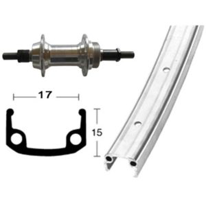 Rueda trasera 27x1 1/4 Winora 36 agujeros eje macizo con tuerca 135 mm 6/7V.plata mate (630-16)