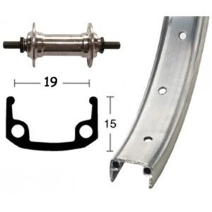 Rueda delantera 28x1 3/8 Winora 36 agujeros eje macizo con tuerca 100 mm plata mate (622-37)