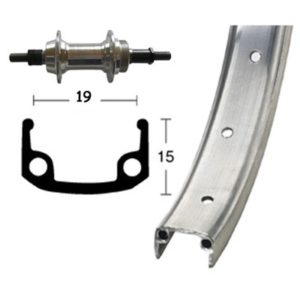 Rueda trasera 28x1 3/8 Winora 36 agujeros eje macizo con tuerca 135 mm 6/7V.plata mate (622-19)