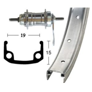 Rueda trasera 28x1 3/8 Winora contrapedal 36 agujeros 107 mm plata mate (622-19)