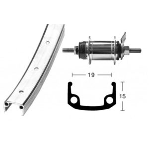 Rueda trasera 28x1 3/8 Winora contrapedal 36 agujeros Shimano 109 mm 1V.plata mate (622-19)