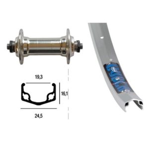 Rueda delantera 26x1.75 Winora Cyber 10 36 agujeros QR 100 mm plata anodizada (559-19)