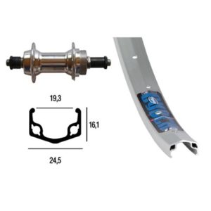 Rueda trasera 26x1.75 Winora Cyber 10 36 agujeros QR 135 mm 6/7V.plata anodizada (559-19)
