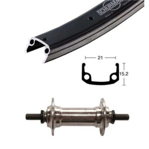 Rueda delantera 26x1.75 Winora Schürmann 36 agujeros eje macizo con tuerca 100 mm negro/plata (559-1