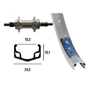Rueda trasera 28x1.75 Winora Cyber 10 36 agujeros eje macizo 135 mm 6/7V.plata anodizada (622-19)