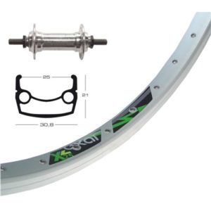 Rueda delantera 26x1.90 Winora Axal XL 25 36 agujeros eje macizo con tuercas 100 mm plata (559-25)