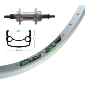 Rueda trasera 26x1.90 Winora Axal XL 25 36 agujeros eje macizo con tuercas 135 mm 6/7V.plata(559-25)