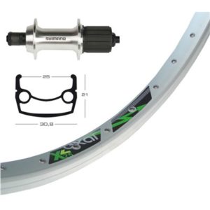 Rueda trasera 26x1.90 Winora Exal XL 25 Shimano TX 800 36 agujeros QR 135 mm 8/10V plata (559-25)