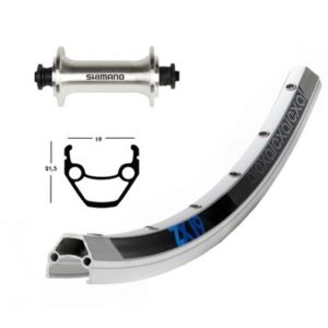 Rueda delantera 26x1.75 Winora Exal ZX 19 Shimano TX 800 36 agujeros QR 100 mm plata mate (559-19)