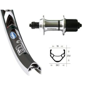 Rueda trasera 28x1.75 Winora X-Star 19 36 agujeros Shimano TX 800 QR 135 mm 8/10V.negro/plat(622-19)