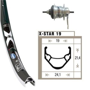 Rueda trasera 28x1.75 Winora X-Star 19 contrapedal 36 agujeros Shimano 128 mm 7V.negro/plata(622-19)