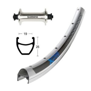 Rueda delantera 28x1.75 Winora Exal XP 19 36 agujeros Shimano TX 800 QR 100 mm plata anodiz.(622-19)