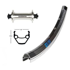 Rueda delantera 28x1.75 Winora Exal ZX 19 36 agujeros Shimano TX 800 QR 100 mm negro pulido (622-19)