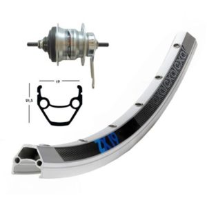 Rueda trasera 28x1.75 Winora Exal ZX 19 contrapedal 36 agujeros Shimano 7V.plata mate (622-19)