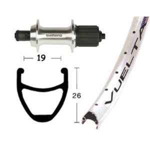 Rueda trasera 28x1.75 Winora rodi Airline 36 agujeros Shimano TX 800 QR 135 mm 8-10V.plata (622-19)
