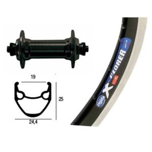 Rueda delantera 26x1.75 Winora rigida X-Plorer 36 agujeros QR 100 mm negro/plata (559-19)