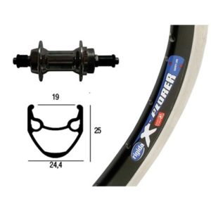 Rueda trasera 26x1.75 Winora rigida X-Plorer 36 aguj.p/piñon roscado QR 135mm 6/7V.neg/plata(559-19)