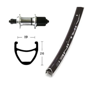 Rueda trasera 26x1.75 Winora Vuelta Airline 1 36 aguj.Shimano TX 800 QR 135mm 8-10V.neg.mat(559-19)