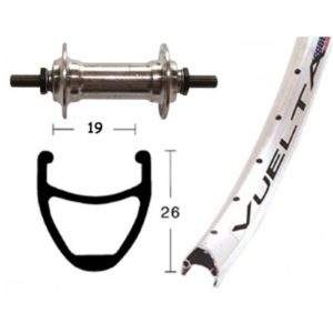 Rueda delantera 26x1.90 Winora Vuelta Airline 1 36 agujeros eje macizo 100 mm plata mate (559-21)