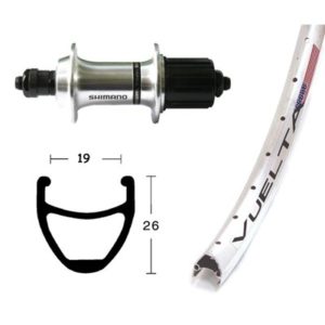 Rueda trasera 26x1.75 Winora Vuelta Airline 1 36 aguj.Shimano TX 800 QR 135 mm 8/9V.pl.mate(559-21)