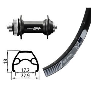 Rueda delantera 26x1.90 Winora rodi M460 32 agujeros disco CL Deore XT QR 100 mm negro (559-17)