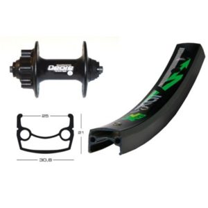 Rueda delantera 26x1.90 Winora Exal XL 25 36 agujeros disco 6t Deore XT QR 100 mm negro (559-25)