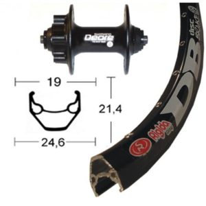 Rueda delantera 28x1.75 Winora rigida Zac 2000 36 agujeros Deore disco 6t QR 100 mm negro (622-19)
