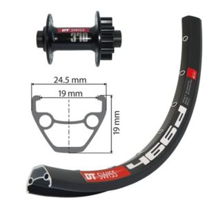 Rueda del.27.5"Winora DT Swiss 466D 32 ag.disc.6T DT tubel.ready DT Swiss 370 15x100mm negro(622-19)