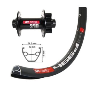 Rueda del.29"Winora DT Swiss 466D 32 ag.disco 6T DT tubel.ready DT Swiss 370 15x100 mm negro(622-19)
