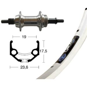 Rueda trasera 28x1.75 Winora rigida Zac 19 32 agujeros eje macizo 100 mm 6/7V.plata (622-19)