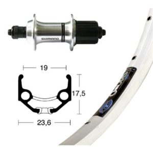 Rueda trasera 28x1.75 Winora rigida Zac 19 36 agujeros TX 800 QR 135 mm plata (622-19)