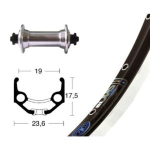 Rueda delantera 28x1.75 Winora rigida Zac 19 36 agujeros TX 800 QR 100 mm negro/plata (622-19)