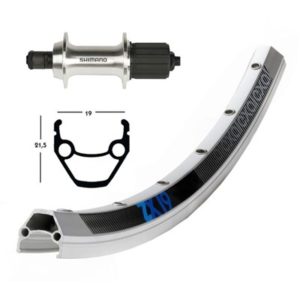 Rueda trasera 28x1.75 Winora Exal ZX 19 32 agujeros Shimano TX 800 QR 135 mm 8-10V.plata mat(622-19)