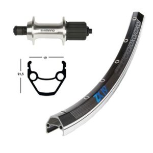 Rueda trasera 28x1.75 Winora Exal ZX 19 32 agujeros Shimano TX 800 QR 135 mm 8-10V.neg/plata(622-19)