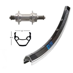 Rueda trasera 26x1.75 Winora Exal ZX 19 36 agujeros QR plata 135 mm 6/7V.negro/plata (559-19)