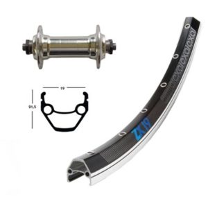 Rueda delantera 28x1.75 Winora Exal ZX 19 36 agujeros QR 135 mm negro/plata (622-19)