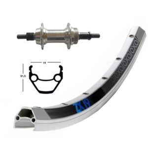 Rueda trasera 28x1.75 Winora Exal ZX 19 36 agujeros eje macizo c/tuerca 100mm 6/7V.plata mat(622-19)