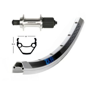 Rueda trasera 26x1.75 Winora Exal ZX 19 36 agujeros Shimano TX 800 QR 135 mm 8-10V.plata mat(559-19)
