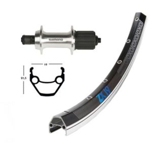 Rueda trasera 28x1.75 Winora Exal ZX 19 36 agujeros Shimano TX 800 QR 135 mm 8-10V.neg/plata(622-19)