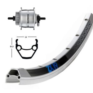 Rueda delantera 28x1.75 Winora Exal ZX 19 36 agujeros disco 6t dinamo DH 3D72 plata (622-19)