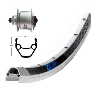 Rueda delantera 28x1.75 Winora Exal ZX 19 36 agujeros disco CL dinamo DH 3D72 plata (622-19)