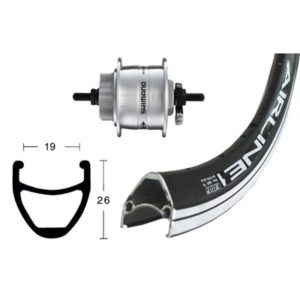 Rueda delantera 28x1.75 Winora rodi Airline 1 36 ag.disco 6t dinamo 100 mm Sh.DH RD32 neg/PL(622-19)
