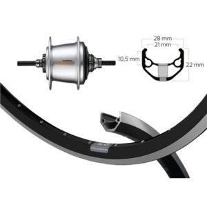 Rueda trasera 26x1.75 Winora Ryde Zac 421 36 agujeros eje macizo Shimano 130 mm 7V.negro (559-21)