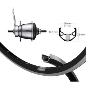 Rueda trasera 26x1.75 Winora Ryde Zac 421 36 agujeros contrapedal Shimano 128 mm 7V.negro (559-21)