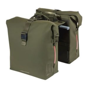 Alforjas Basil Soho 41L con luz LED Nordlicht/reflectante placa MIK cierre correa verde