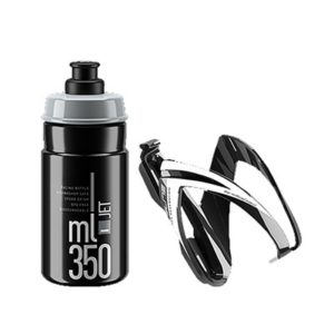 Kit Elite portabidon CEO + Bidon Jet Corsetta 350 ml negro brillo/blanco/gris
